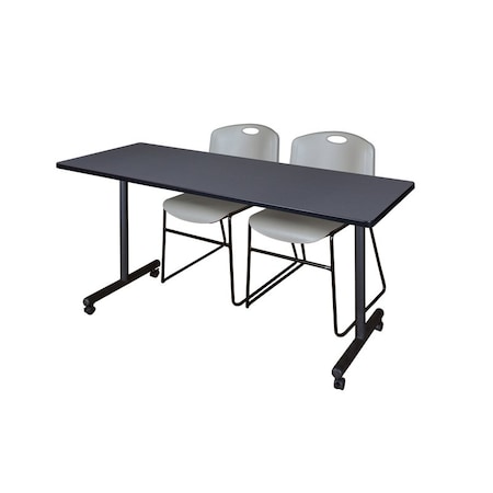 Rectangle Mobile table, 66" W, 29" H, Laminate Top, Gray