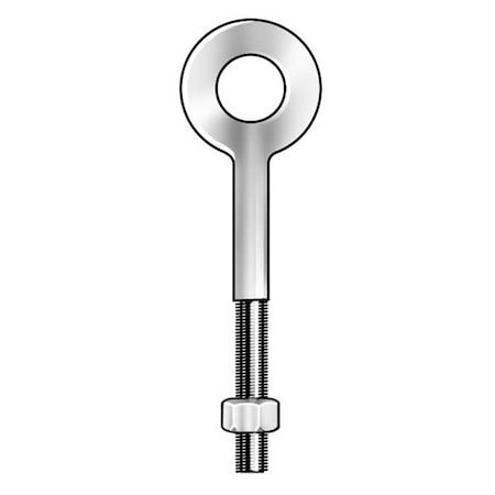 Eye Bolt Without Shoulder, 3/4"-10, 12 in Shank, 1-1/2 in ID, Stainless Steel, Plain