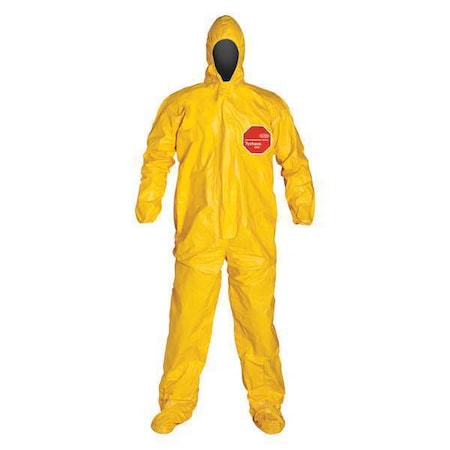Standard Fit Hood. Stormflap. Elastic Wrists. Attached Socks. Storm Flap with Adhesive Closure. Yellow. MD