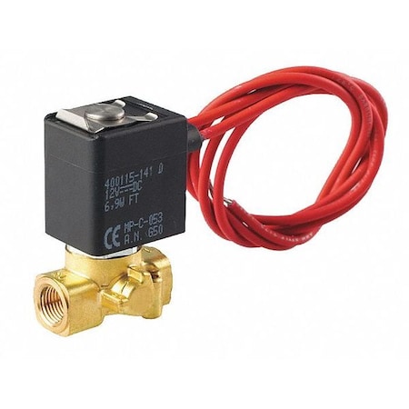 Solenoid Valve, 2-Way, 2-Position, Normally Closed, 1/8 in Pipe Size, 120V AC, Compact, Brass, FKM