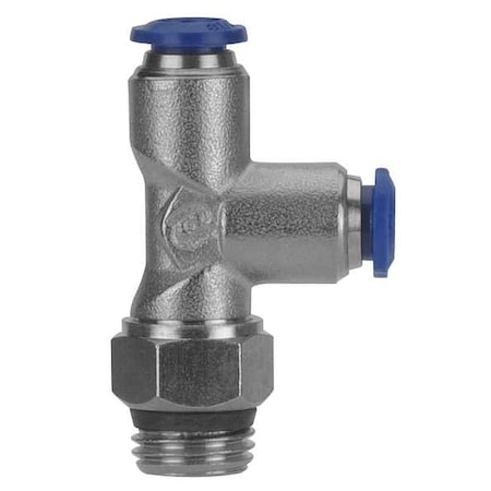 Push-Fit Tee Fitting, Push-to-Connect x Push-to-Connect x Universal, 1/4 in Tube OD, Metal, 5 PK