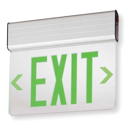Edge-lit Exit Sign, Silver, 2 Face(s), LED, Universal Mount, Nickel Cadmium