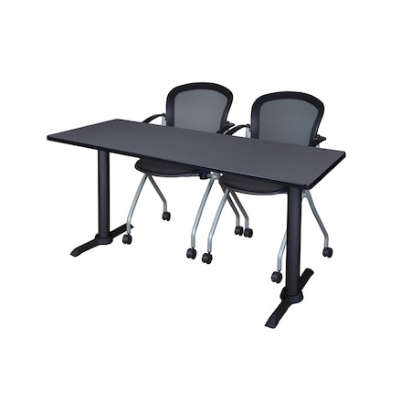 Rectangle Tables > Training Tables > Cain Training Table & Chair Sets, 60 W, 24 L, 29 H, Grey