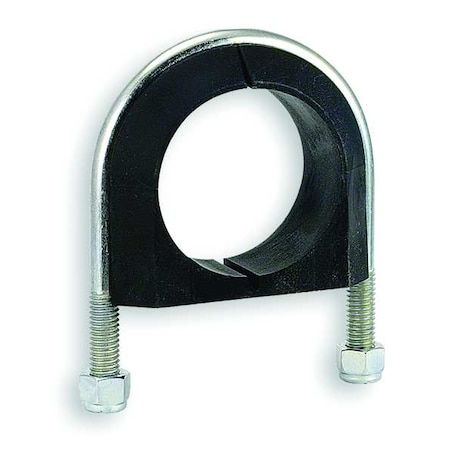 Vibration-Dampening U-Bolt, 1/4"-20, 2 3/16 in W, 2 35/64 in H, Zinc Plated Steel