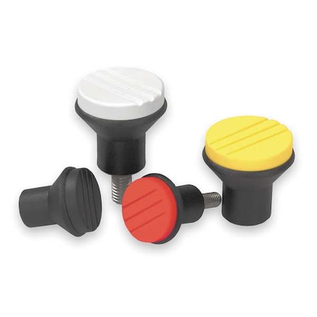 Mushroom Knob, Thermoplastic, Size: 1, D= 10-32X10, D1= 21, Comp: Stainless Steel, Cap: Black