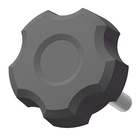 Fluted Knob with Screw, 5/16-18 Thread Size, 0.75"L, Steel