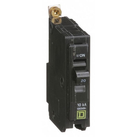 Miniature Circuit Breaker, QO Series, 20A, 1 Pole, 120/240V AC, 10kA at 120/240V AC