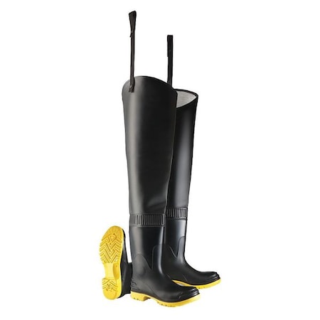 Hip Wader, PVC Upper, Polyblend Outsole, Steel Toe, 16 in Boot Height, Defined Heel Heel, Size 10 D