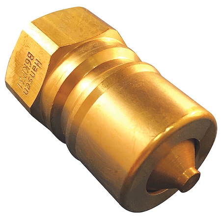 Hydraulic Quick Connect Hose Coupling, Brass Body, Push-to-Connect Lock, 3/8"-18 Thread Size