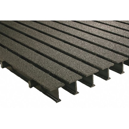 Fiberglass Pultruded Grating, 48 in Span, Grit-Top Surface, ISOFR Resin, Dark Gray