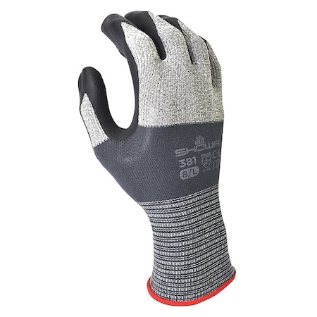 Coated Gloves, Foam Nitrile, Foam, Palm, 4 Abrasion Level, Gray, M (7) 1 PR