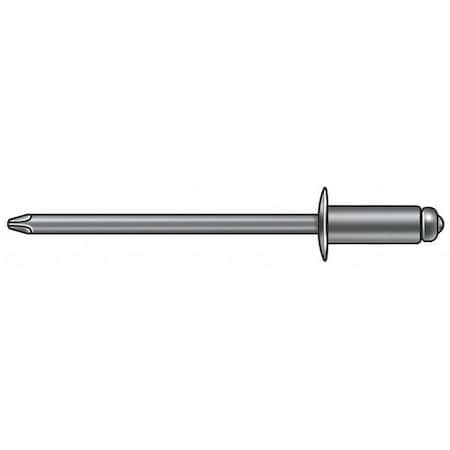 Blind Rivet, Dome Head, 3/16 in Dia., 35/64 in L, Stainless Steel Body, 250 PK