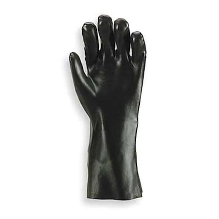 Chemical Resistant Gloves, PVC, 10 in L, 16 mil, Black, L, 1 PR