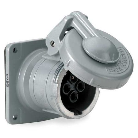 Watertight Pin & Sleeve Receptacle, 100 A, 600V AC/250V DC, Three Phase, 3 Pole, Style 2 Grounding