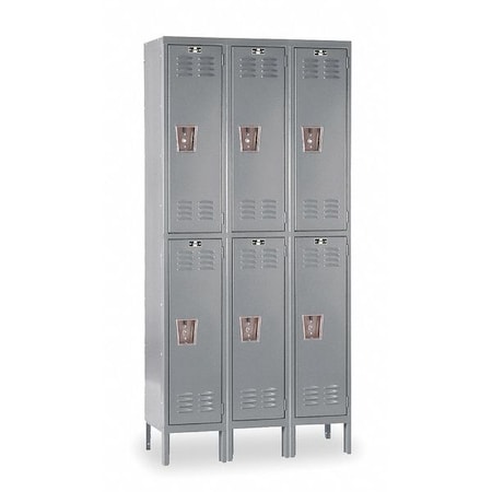 Wardrobe Locker, 36 in W, 12 in D, 78 in H, (2) Tier, (3) Wide, Dark Gray