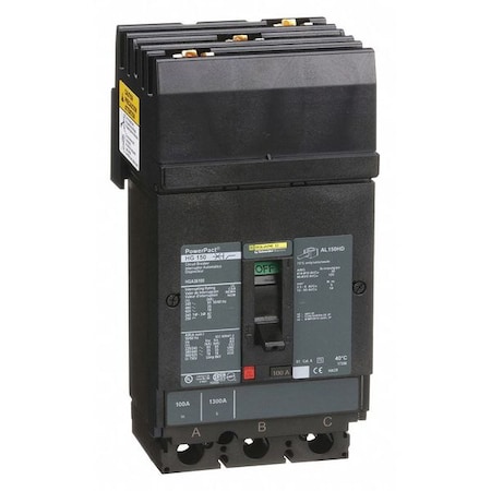 Molded Case Circuit Breaker, POWERPACT H Series, 100A, 3 Pole, 600V AC, 65kA at 240V AC