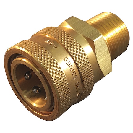 Hydraulic Quick Connect Hose Coupling, Brass Body, Push-to-Connect Lock, 1/2"-14 Thread Size