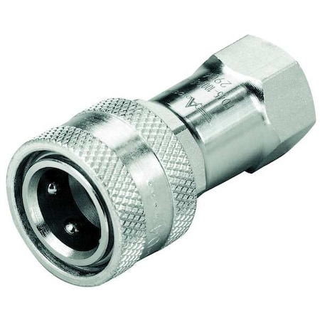 Hydraulic Quick Connect Hose Coupling, Steel Body, Push-to-Connect Lock, 1/8"-27 Thread Size