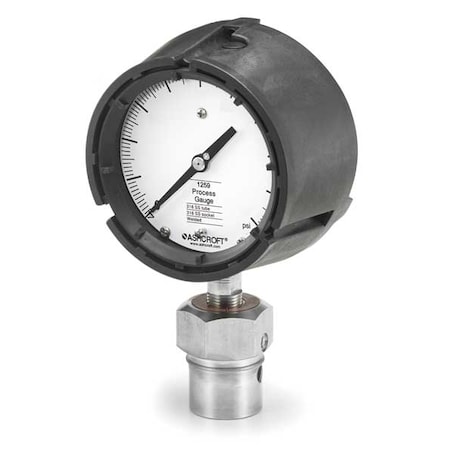 Pressure Gauge with Diaphragm Seal, 0 to 200 psi, 4 1/2 in Dial, 1/2 in NPT, Bottom Location