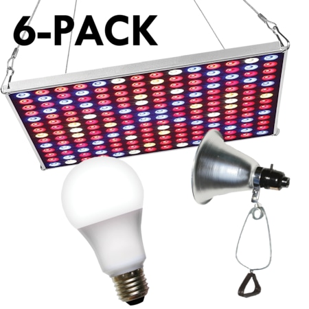 LED Grow Panel & Clamp On LED Full Spectrum Grow Light Kit 18,PK6