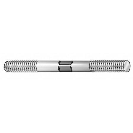 Double-End Threaded Stud, 1/2"-13 Thread to 1/2"-13 Thread, 4 in, Steel, Black Oxide, 2 PK