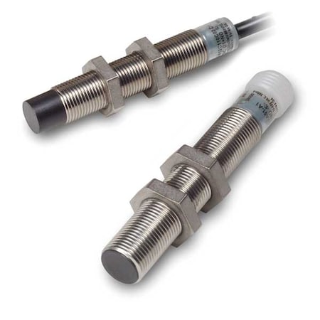 Cylindrical, Inductive Proximity Sensor, 12 mm Dia., Stainless Steel, 2 m, Bare Wire, 2 Wires, Unshielded