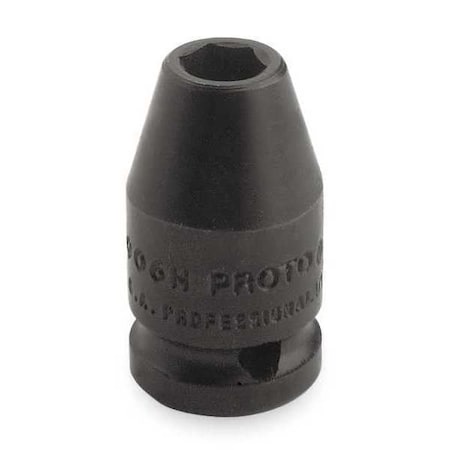 1/4 in Drive Impact Socket Standard Socket, black oxide, Steel,7/16 in