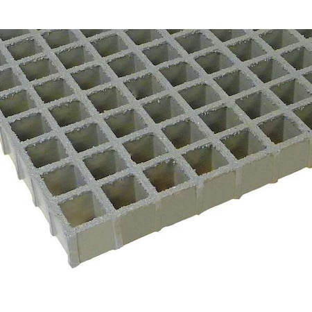 Fiberglass Molded Grating, 48 in Span, Grit-Top Surface, Light Gray