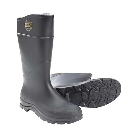Steel-Toe Rubber Boot, PVC, Knee-Height, Comfort Technology, Black, Men's Size 14, 1 Pair