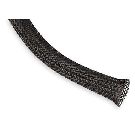 Braided Cable Sleeve, 1-1/4 in Inside Dia., 1-3/4 in Max Bundle Dia., 50 ft, Black