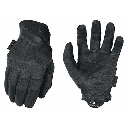 Tactical Glove, AX Suede Palm, 10" Length, Hook-and-Loop Cuff, Full Finger, Tricot Lining, Black