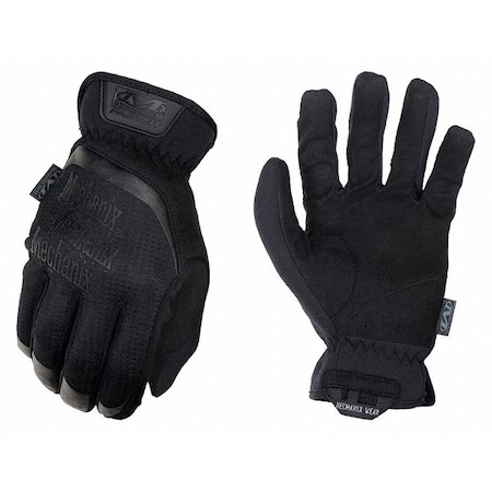 Tactical Glove, Synthetic Leather Palm, 10" Length, Safety Cuff, Full Finger, Tricot Lining, Black