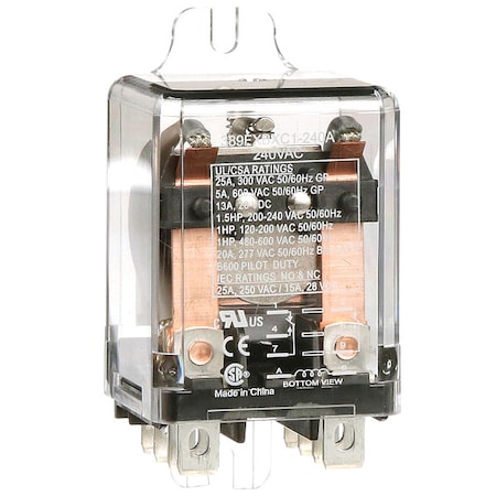 Flange Mount, Enclosed Power Relay, Octal, 25 A, 8 Pins, Quick Connect