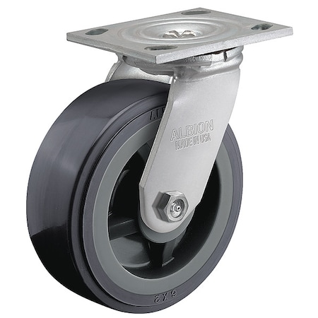 6" X 2" Non-Marking Polyurethane Swivel Caster, No Brake, Loads Up To 1250 lb