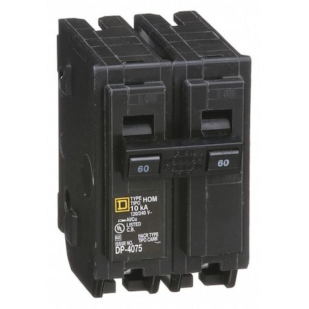 Miniature Circuit Breaker, HOMELINE Series, 60A, 2 Pole, 240V AC, 10kA at 240V AC