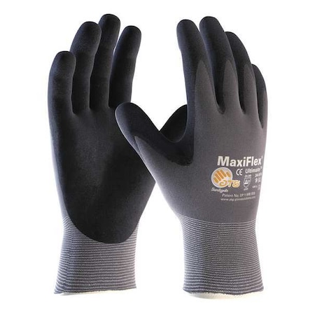MaxiFlex Ultimate Seamless Knit Gloves, Foam Nitrile Coated, Palm/Finger, Black/Gray, 2XM, 12 PK