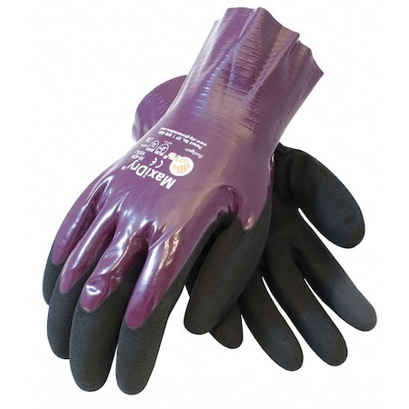 Chemical Resistant Gloves, Foam, Palm, 3 Abrasion Level, Purple/Black, M, 12 PK