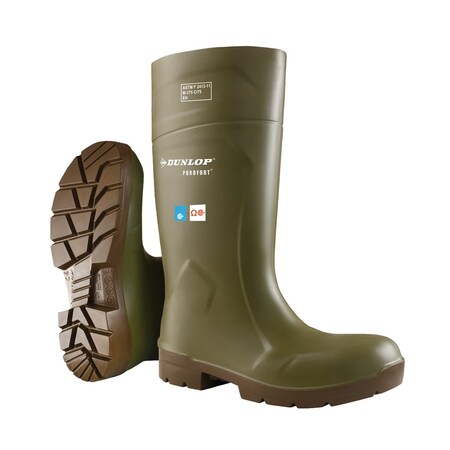 Unisex Tall Rubber Boots, Steel Toe, Green, Men's 9, Women's 11