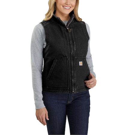 Insulated Vest, 100% Cotton, Zipper, Black, 3X