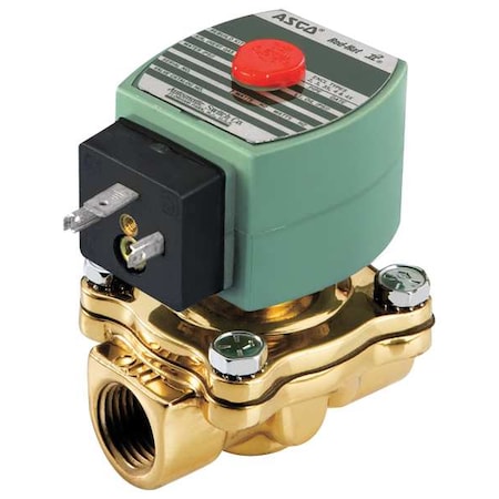 Solenoid Valve, 2-Way, 2-Position, Normally Closed, 1-1/2 in Pipe Size, 120V AC, High Flow, Brass