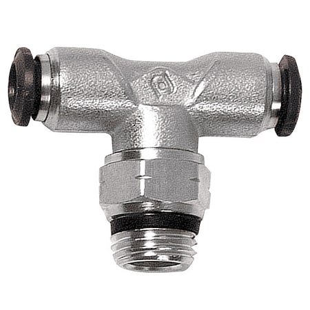 Push-Fit Tee Fitting, Push-to-Connect x Push-to-Connect x MNPT, 10mm Tube OD, 1/4 in Pipe Size