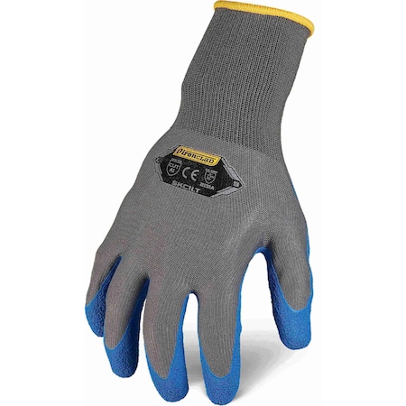 Knit Gloves, Latex, Crinkle, Palm, 3 Abrasion Level, Gray, L (9) 1 PR