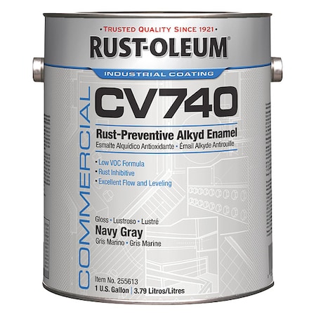 Interior/Exterior Paint, Glossy, Alkyd Base, Navy Gray, 1 gal