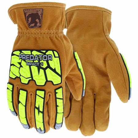Leather Drivers Gloves, Slip-On Cuff, Wing Thumb, Brown / Brown/Green, 3XL, 1 PR