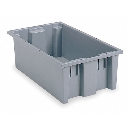 Stack & Nest Storage Container, 3.7 gal, 18 in L x 11 in W x 6 in H, Gray, Industrial Grade Polymer