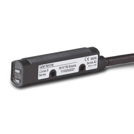 Through-Beam Photoelectric Sensor Transmitter, Bare Wire, Right Angle, Cylindrical, Selectable Light On/Dark On