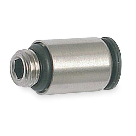 Push-Fit Adapter Fitting, 1/8 in Tube Size, Brass, Silver, 10 PK