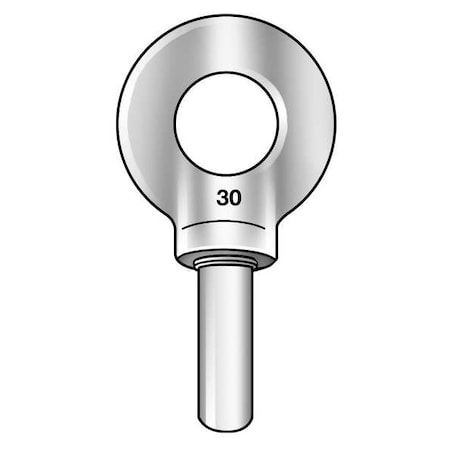 Eye Bolt With Shoulder, Unthreaded, 1-1/4 in Shank, 1 in ID, Stainless Steel, Plain