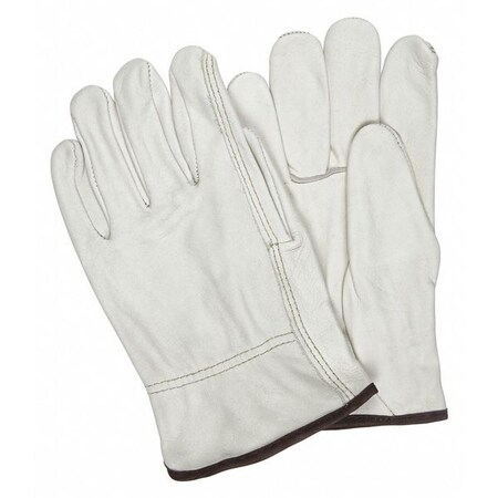 Leather Drivers Gloves, Cowhide, Slip-On, Straight Thumb, Gunn- Full Back Cut, Beige, XL 12 PK