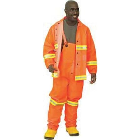 Rainsuit with Detachable Hood, PVC, 0.35 mil Thick, Detachable, Orange, 2XL